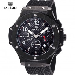Ανδρικό αθλητικό ρολόι Megir με μαύρο καντράν