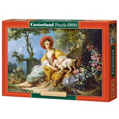 Παζλ Castorland 1500 κομμάτια - Νεαρή κοπέλα με ένα σκυλί