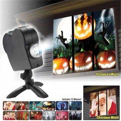 Προβολέας Window Projector με 12 θεματικά βίντεο για το Halloween και τα Χριστούγεννα