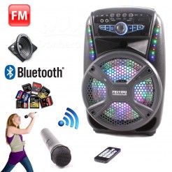 Ενεργό ηχείο FEIYIPU ES-81 με φώτα LED, ασύρματο μικρόφωνο και τηλεχειριστήριο, 8", 100W, Bluetooth, FM ραδιόφωνο, κάρτα TF