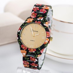 Γυναικείο ρολόι Geneva Flower - μαύρο