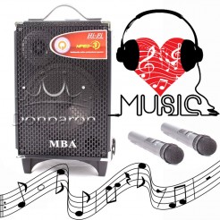 Φορητό Bluetooth ηχείο MBA Q-8B 50W, 8 ιντσών και 2 ασύρματα μικρόφωνα