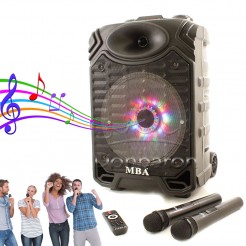 Φορητό Bluetooth καραόκε ηχείο με 2 μικρόφωνα, εφέ φωτισμού και τηλεχειριστήριο MBA SA-1200 12"