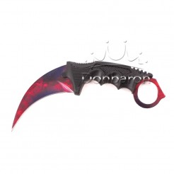 Μαχαίρι τσέπης με καμπύλη λεπίδα καράμπιτ MKnives με θήκη, σκούρο κόκκινο χρώμα, 19 εκ.