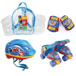 Σετ ρυθμιζόμενων πατίνων Paw Patrol από D'Arpeje + κράνος, περιαγκωνίδες, επιγονατίδες και σακίδιο, μέγεθος 25-32