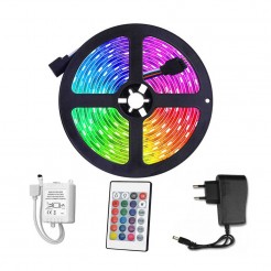 Σετ RGB LED ταινία 5 μέτρα, 5050 δίοδοι, με τηλεχειριστήριο και παροχή ρεύματος