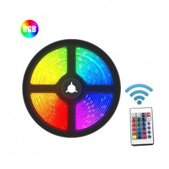 Σετ RGB LED ταινία 5 μέτρα, 2835 δίοδοι, με διαχείριση χρωμάτων και παροχή ρεύματος