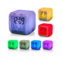 Φωτιζόμενο ρολόι LED με ξυπνητήρι, ημερολόγιο, θερμόμετρο και ένδειξη ώρας 12/24 ωρών