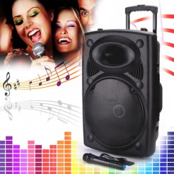 Ισχυρό ηχείο Karaoke MBA F-12E με ενσωματωμένο ενισχυτή - 12 ιντσών μαζί με ασύρματα μικρόφωνα και Bluetooth, ισχύς 200W