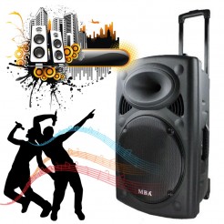 Ισχυρό ηχείο Karaoke MBA F-15E με ενσωματωμένο ενισχυτή - 15 ιντσών μαζί με ασύρματα μικρόφωνα και Bluetooth, ισχύς 250W