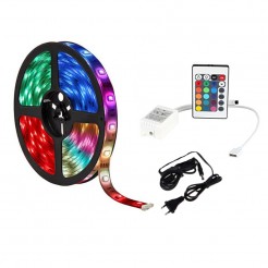 Σετ RGB LED ταινία 5 μέτρα, 3528 δίοδοι, με τηλεχειριστήριο και παροχή ρεύματος