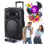 Ισχυρό ηχείο Karaoke EOLUTION BT12A με ενσωματωμένο ενισχυτή - 12 ιντσών μαζί με 2 ασύρματα μικρόφωνα και Bluetooth, ισχύς 200W