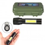 Μίνι φακός με COB LED φωτισμός, ζουμ, 3 τρόποι λειτουργίας, USB φόρτιση και κουτί αποθήκευσης