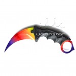 Μαχαίρι τσέπης με καμπύλη λεπίδα καράμπιτ MKnives X-4 με θήκη, με μοτίβο Ουρανίου τόξου, 19 εκ.